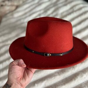 Dark Burnt Orange Fedora Hat